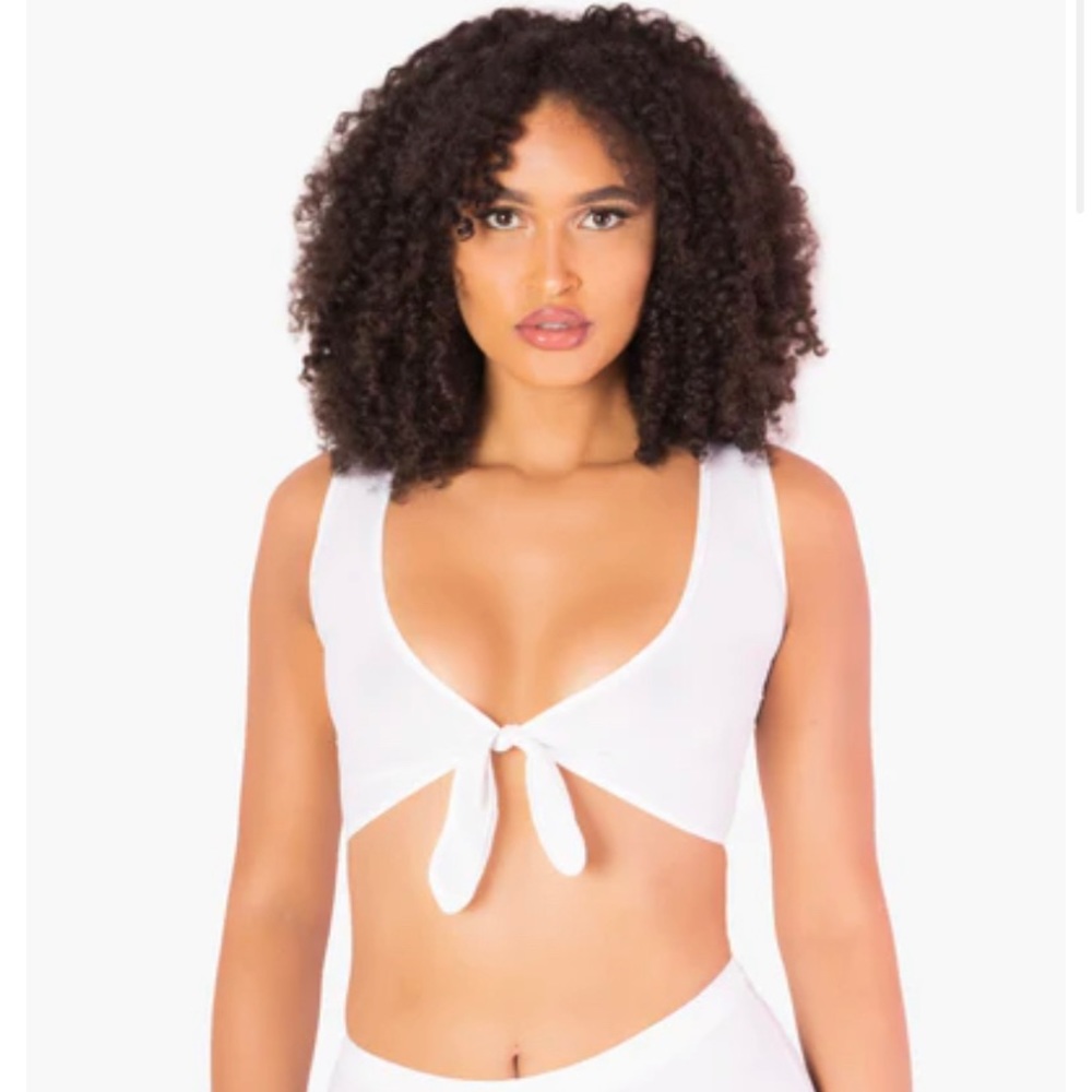 White Tie Crop Tank Top